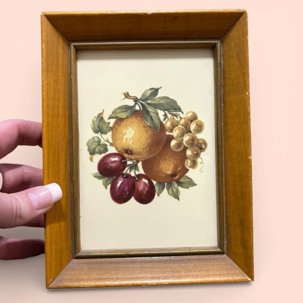 Vintage Framed Wooden Wall Shadow Boxes Fruit Art Lot Of 2 #’d & Handwritten